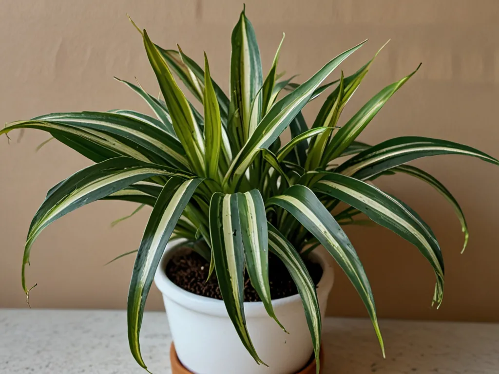 Spider plant with variegated leaves